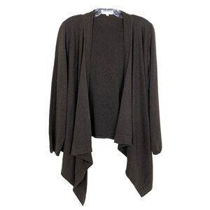 Bryn Walker Womens M Cardigan Sweater Open Drape Waterfall Brown Cotton Boho